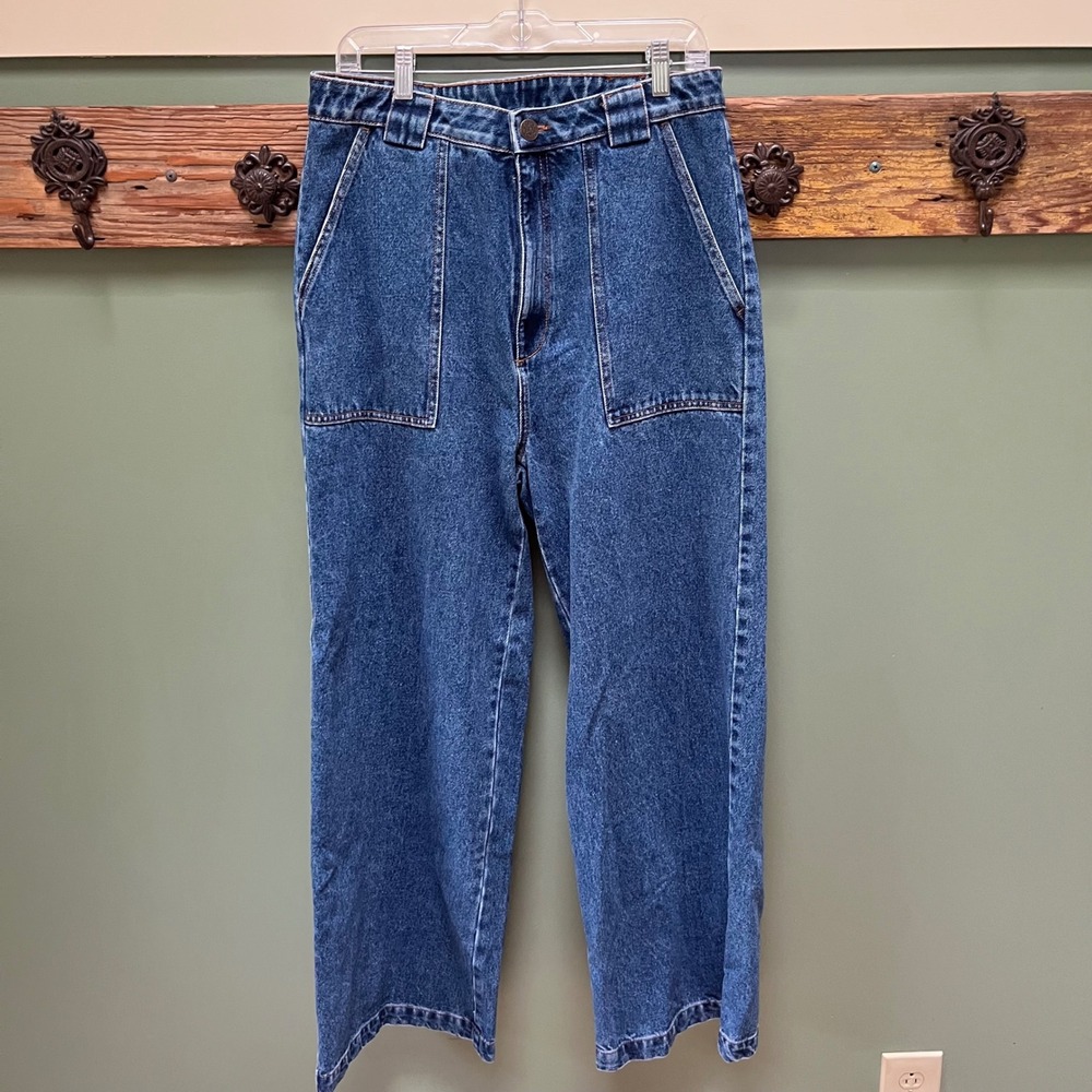 Lucy & Yak Delores Wide Leg Jeans Organic Denim Mid Wash Blue W32 R NEW